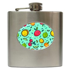 Various Fruits With Faces Seamless Pattern Hip Flask (6 Oz) by Vaneshart