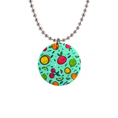 Various Fruits With Faces Seamless Pattern 1  Button Necklace