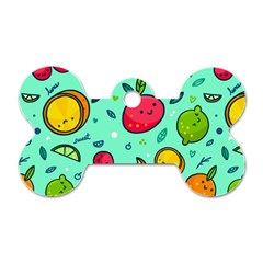 Various Fruits With Faces Seamless Pattern Dog Tag Bone (one Side) by Vaneshart