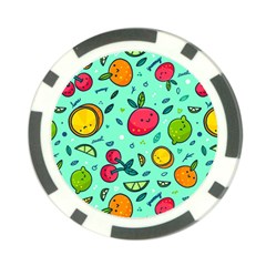 Various Fruits With Faces Seamless Pattern Poker Chip Card Guard by Vaneshart