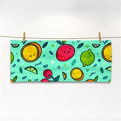 Various Fruits With Faces Seamless Pattern Hand Towel by Vaneshart