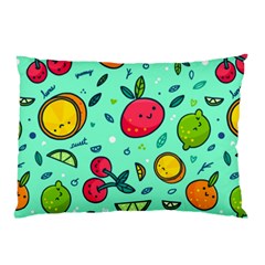 Various Fruits With Faces Seamless Pattern Pillow Case by Vaneshart