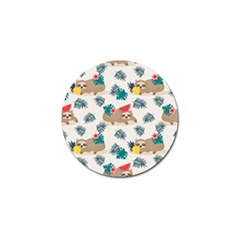 Cute Lazy Sloth Summer Fruit Seamless Pattern Golf Ball Marker by Vaneshart