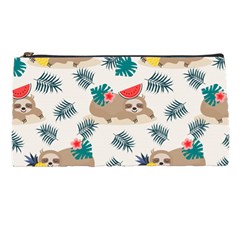 Cute Lazy Sloth Summer Fruit Seamless Pattern Pencil Case by Vaneshart