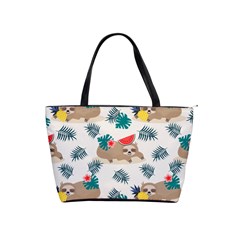 Cute Lazy Sloth Summer Fruit Seamless Pattern Classic Shoulder Handbag by Vaneshart