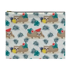 Cute Lazy Sloth Summer Fruit Seamless Pattern Cosmetic Bag (xl) by Vaneshart