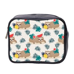 Cute Lazy Sloth Summer Fruit Seamless Pattern Mini Toiletries Bag (two Sides)