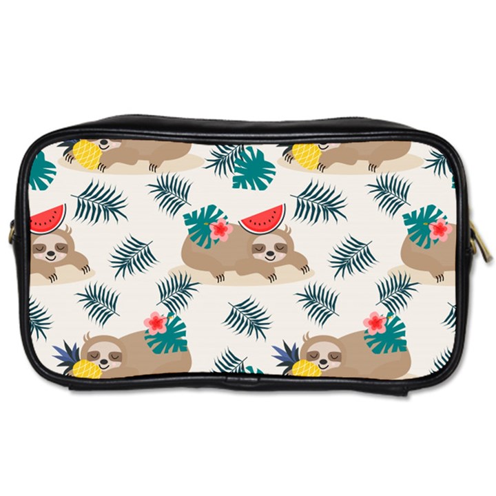 Cute Lazy Sloth Summer Fruit Seamless Pattern Toiletries Bag (One Side)