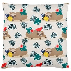 Cute Lazy Sloth Summer Fruit Seamless Pattern Large Cushion Case (two Sides) by Vaneshart