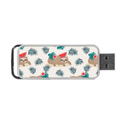 Cute Lazy Sloth Summer Fruit Seamless Pattern Portable Usb Flash (two Sides) by Vaneshart