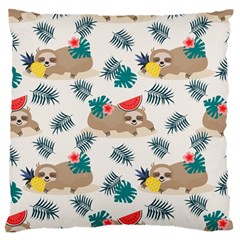 Cute Lazy Sloth Summer Fruit Seamless Pattern Standard Flano Cushion Case (two Sides) by Vaneshart