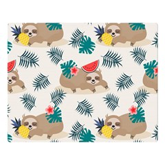 Cute Lazy Sloth Summer Fruit Seamless Pattern Double Sided Flano Blanket (large)  by Vaneshart