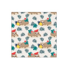 Cute Lazy Sloth Summer Fruit Seamless Pattern Satin Bandana Scarf by Vaneshart