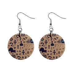 Vintage Tribal Seamless Pattern With Ethnic Motifs Mini Button Earrings by Vaneshart