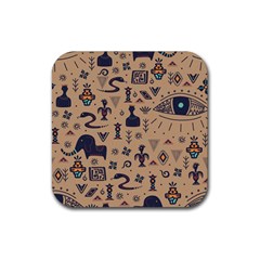 Vintage Tribal Seamless Pattern With Ethnic Motifs Rubber Coaster (square)  by Vaneshart