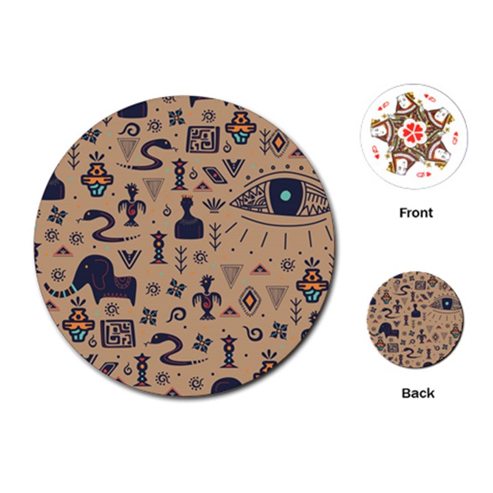 Vintage Tribal Seamless Pattern With Ethnic Motifs Playing Cards Single Design (Round)