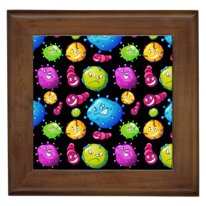 Seamless Background With Colorful Virus Framed Tile