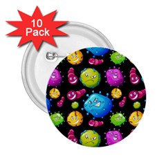 Seamless Background With Colorful Virus 2 25  Buttons (10 Pack)  by Vaneshart