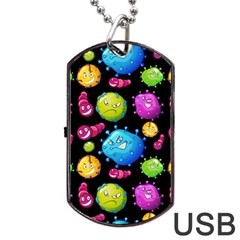 Seamless Background With Colorful Virus Dog Tag Usb Flash (one Side) by Vaneshart