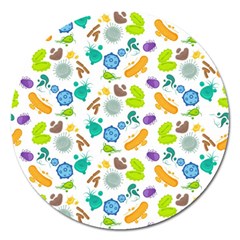 Bacteria Virus Seamless Pattern Magnet 5  (round) by Vaneshart