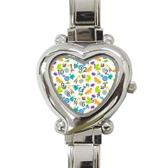 Bacteria Virus Seamless Pattern Heart Italian Charm Watch