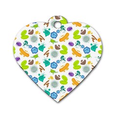 Bacteria Virus Seamless Pattern Dog Tag Heart (one Side)