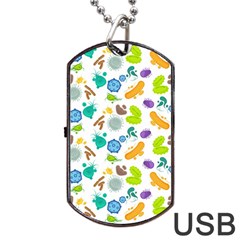 Bacteria Virus Seamless Pattern Dog Tag Usb Flash (one Side) by Vaneshart