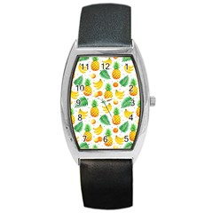 Tropical Fruits Pattern Barrel Style Metal Watch by Vaneshart