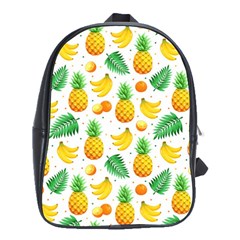 Tropical Fruits Pattern School Bag (large) by Vaneshart