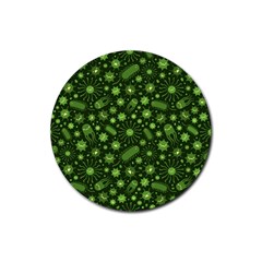 Seamless Pattern With Viruses Rubber Round Coaster (4 Pack)  by Vaneshart