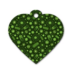 Seamless Pattern With Viruses Dog Tag Heart (two Sides) by Vaneshart