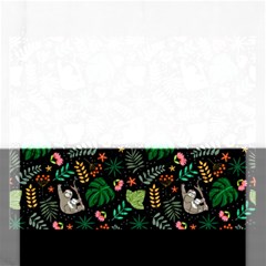 Floral Pattern With Plants Sloth Flowers Black Backdrop Rectangular Jigsaw Puzzl by Vaneshart