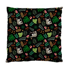 Floral Pattern With Plants Sloth Flowers Black Backdrop Standard Cushion Case (one Side) by Vaneshart