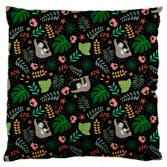 Floral Pattern With Plants Sloth Flowers Black Backdrop Standard Flano Cushion Case (one Side) by Vaneshart