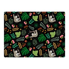 Floral Pattern With Plants Sloth Flowers Black Backdrop Double Sided Flano Blanket (mini)  by Vaneshart