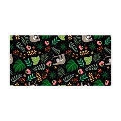 Floral Pattern With Plants Sloth Flowers Black Backdrop Yoga Headband by Vaneshart