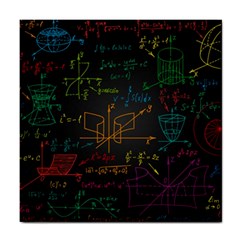 Mathematical Colorful Formulas Drawn By Hand Black Chalkboard Tile Coaster by Vaneshart