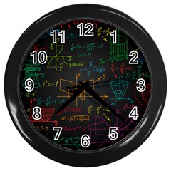 Mathematical Colorful Formulas Drawn By Hand Black Chalkboard Wall Clock (black)