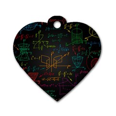 Mathematical Colorful Formulas Drawn By Hand Black Chalkboard Dog Tag Heart (one Side) by Vaneshart