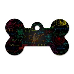 Mathematical Colorful Formulas Drawn By Hand Black Chalkboard Dog Tag Bone (one Side) by Vaneshart