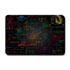 Mathematical Colorful Formulas Drawn By Hand Black Chalkboard Small Doormat  by Vaneshart