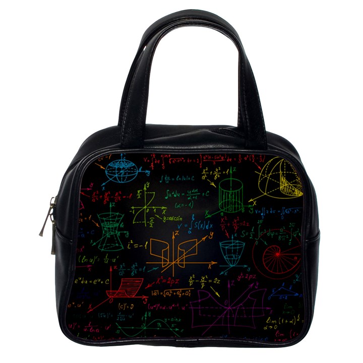 Mathematical Colorful Formulas Drawn By Hand Black Chalkboard Classic Handbag (One Side)