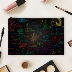 Mathematical Colorful Formulas Drawn By Hand Black Chalkboard Cosmetic Bag (large) by Vaneshart