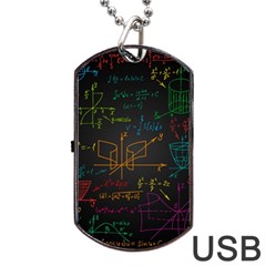 Mathematical Colorful Formulas Drawn By Hand Black Chalkboard Dog Tag Usb Flash (one Side) by Vaneshart