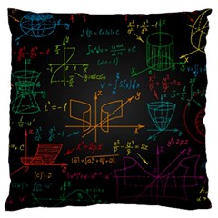 Mathematical Colorful Formulas Drawn By Hand Black Chalkboard Large Cushion Case (one Side) by Vaneshart