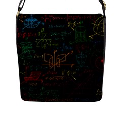 Mathematical Colorful Formulas Drawn By Hand Black Chalkboard Flap Closure Messenger Bag (l) by Vaneshart