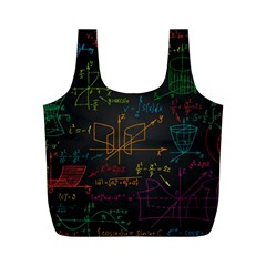 Mathematical Colorful Formulas Drawn By Hand Black Chalkboard Full Print Recycle Bag (m) by Vaneshart