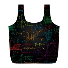 Mathematical Colorful Formulas Drawn By Hand Black Chalkboard Full Print Recycle Bag (l) by Vaneshart