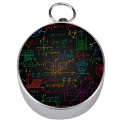 Mathematical Colorful Formulas Drawn By Hand Black Chalkboard Silver Compasses by Vaneshart