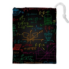 Mathematical Colorful Formulas Drawn By Hand Black Chalkboard Drawstring Pouch (4xl) by Vaneshart